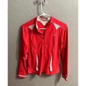 Womens pinkish zip up jacket‎ sizes medium  ASICS